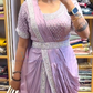 Lavender Color Ready To Wear Chinon Embroidery Saree In USA