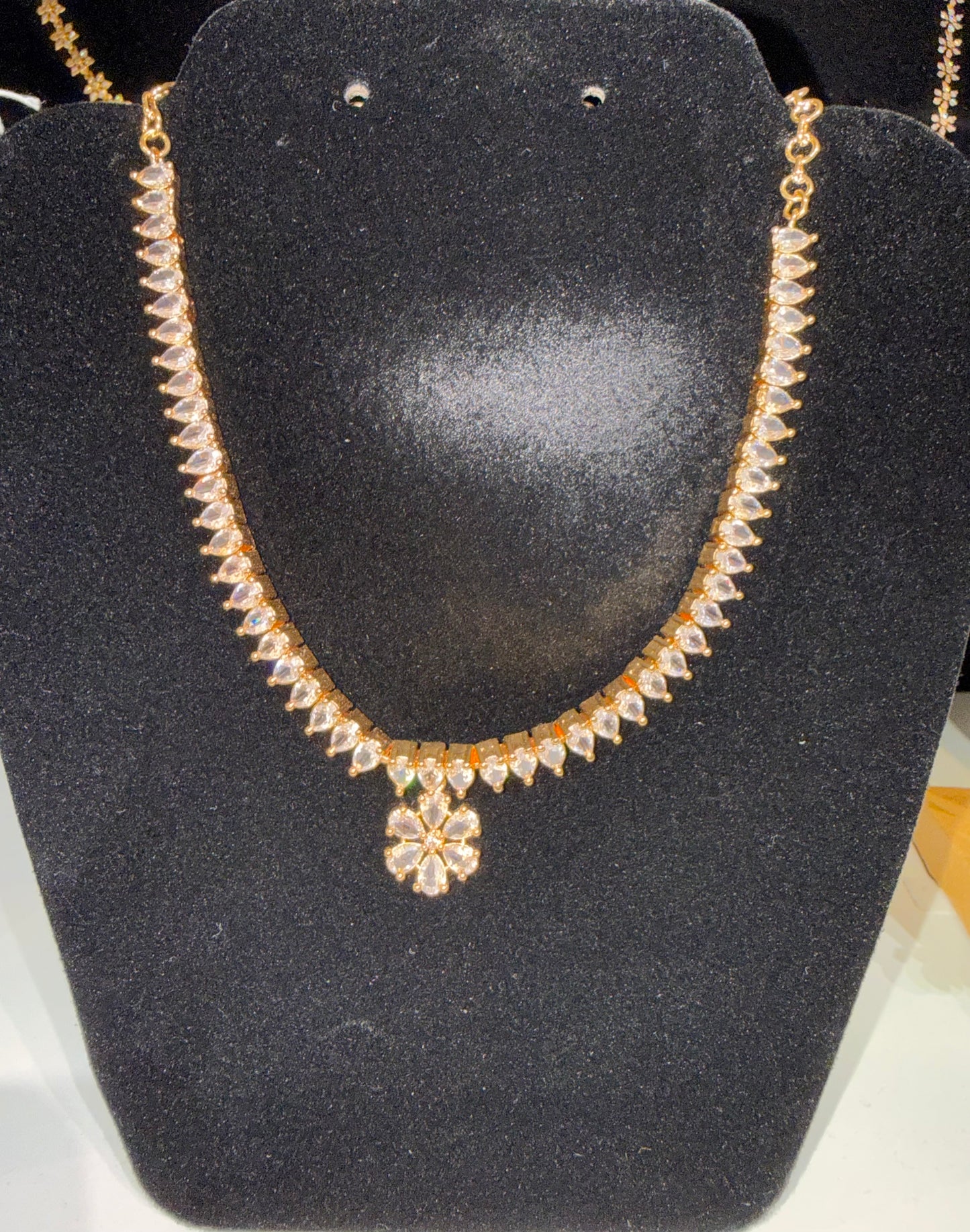 Alluring Gold Plated White Stone Necklace For Women