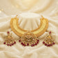 Amazing Gold Plated Necklace With Earrings and Red Pearls