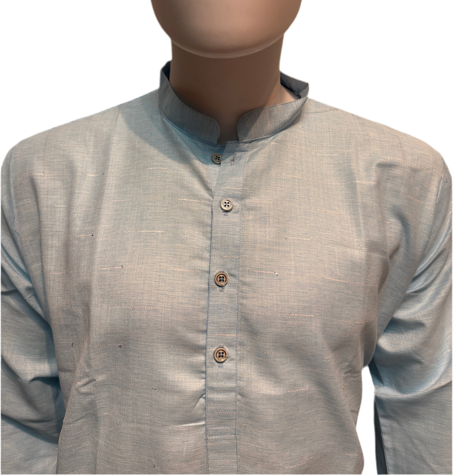 Delightful Light Blue Color Cotton Kurta With Pajama For Men