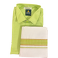 Delightful Green Color Half Sleeves Cotton Shirt With Matching Border Dhoti Set