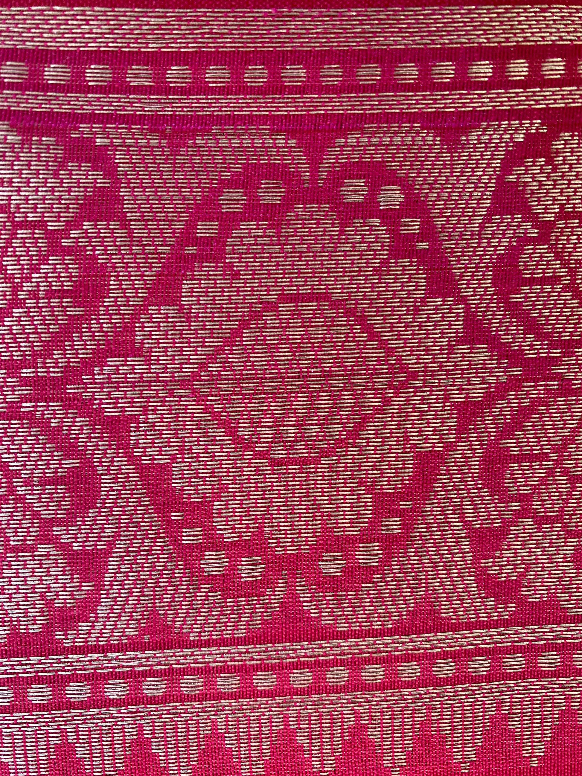 Gorgeous Hot Pink Silk Cotton Saree with Silver Jari In Tempe