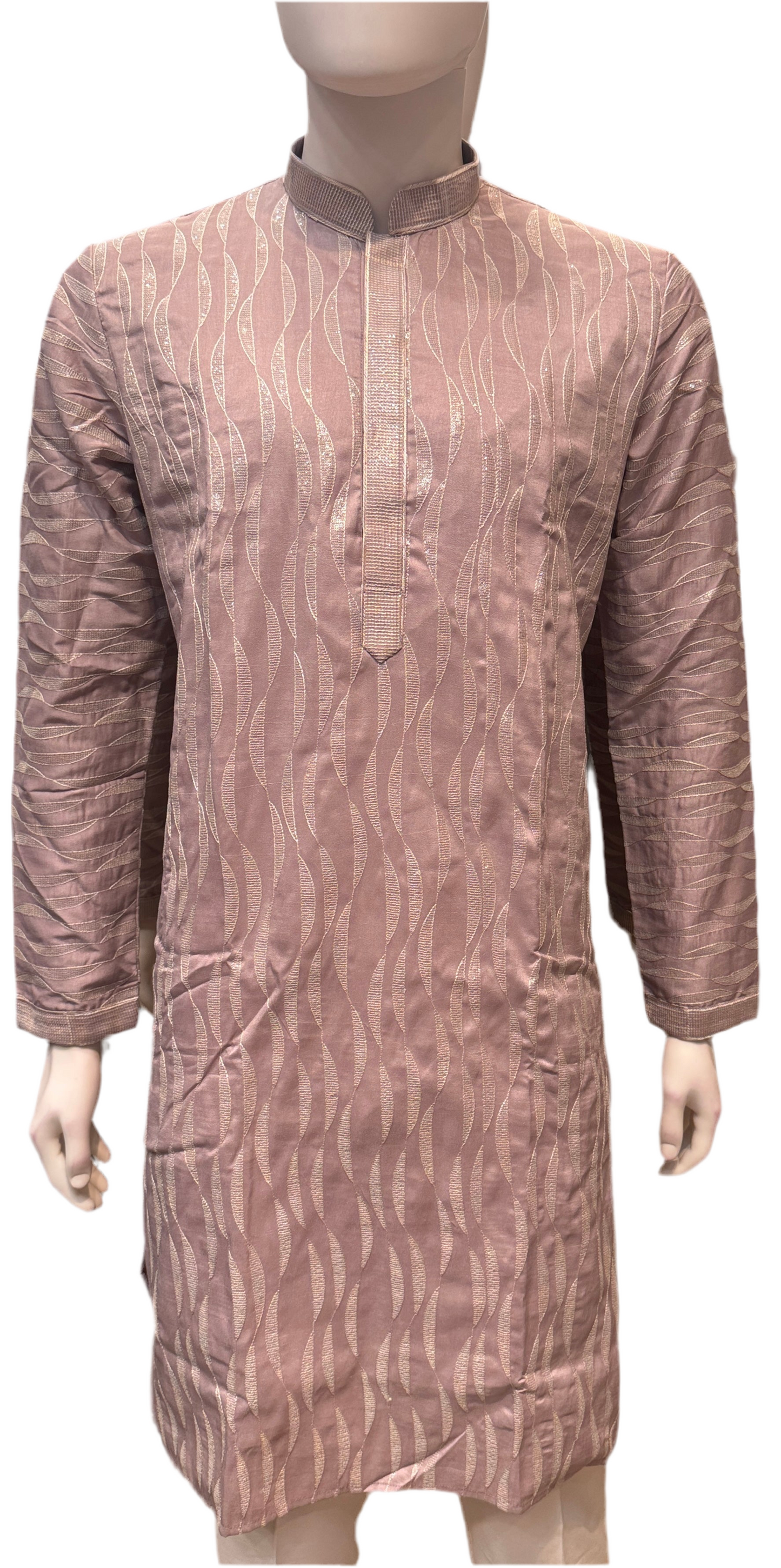 Charming Light Purple Color Lace And Thread Work Kurta With Pajama For Men