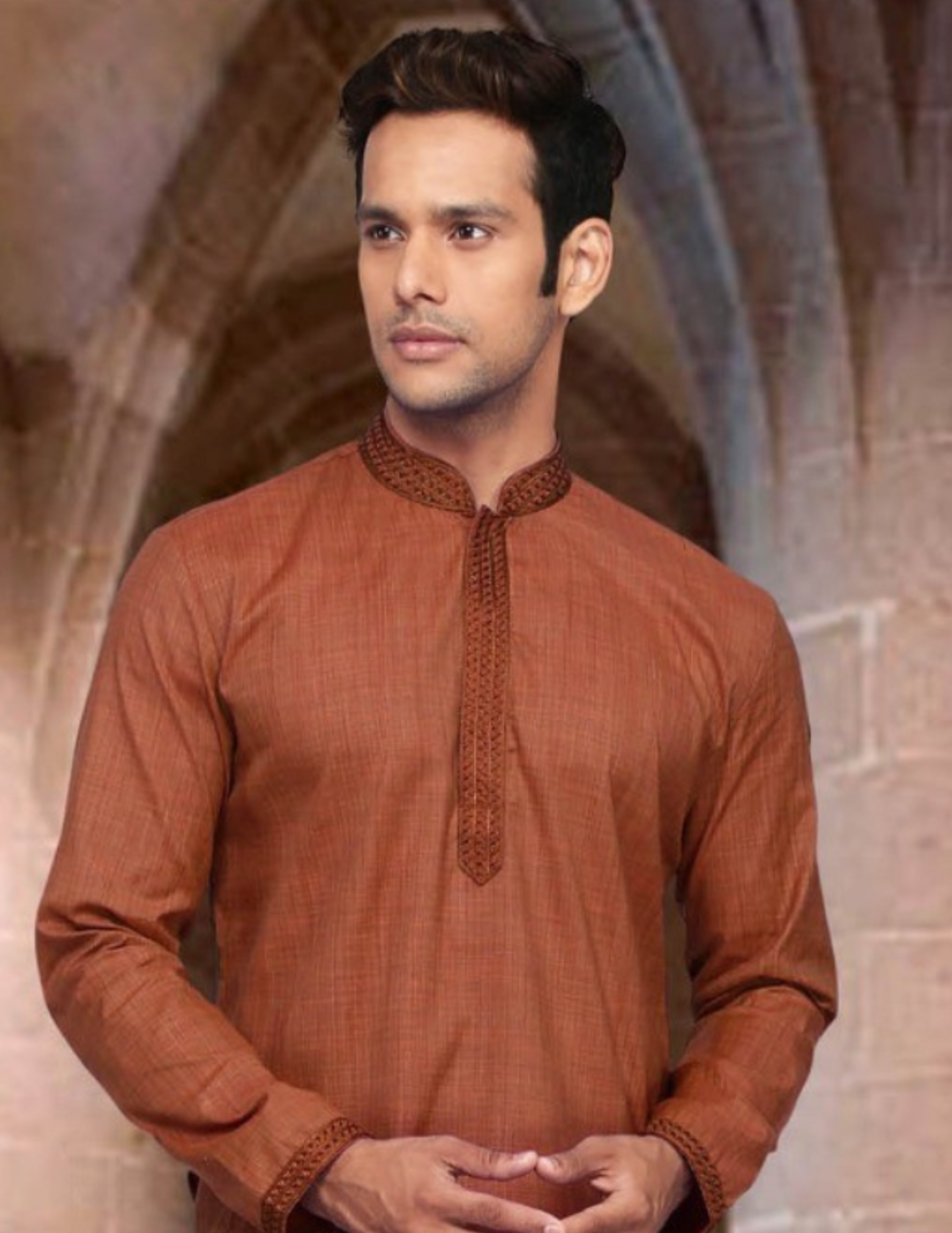 Cotton Lace Embroidery Work Men's Kurta For Men Near Me