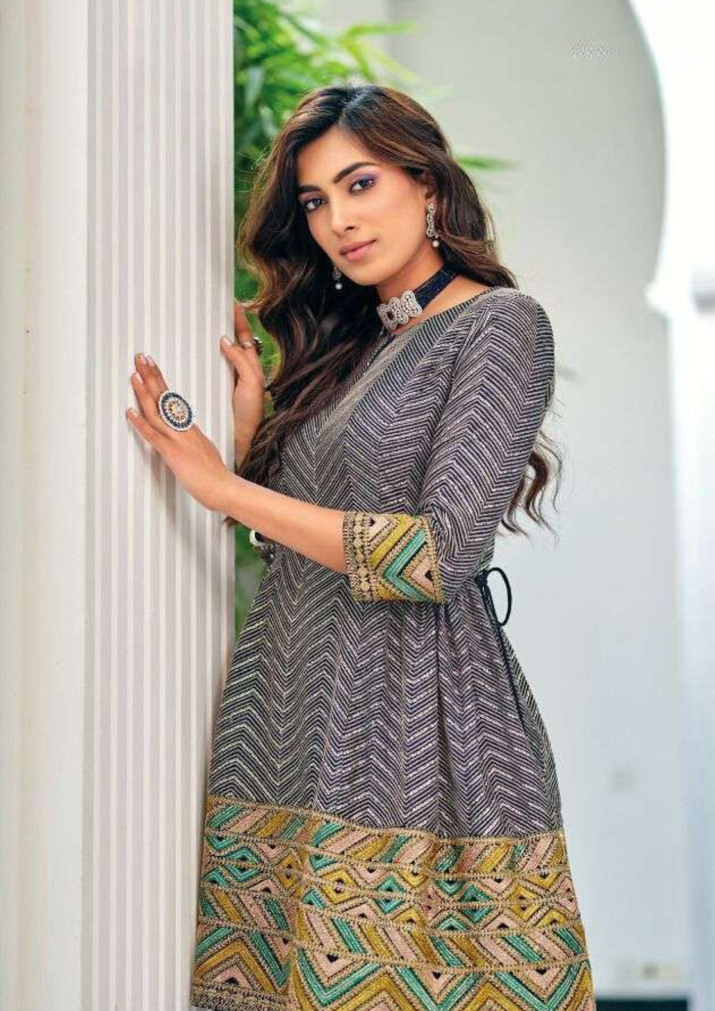 Lovely Grey Coloured Digital Printed Casual Wear Kurti