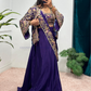 Wonderful Violet Color Heavy Embroidery Work Ready To Wear Saree In USA