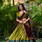 Elegant Olive Green Color Poly Cotton Weaving Border Lehenga Choli With Dupatta