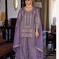 Stunning Purple Color Shimmer Palazzo Suits With Embroidery Work For Women