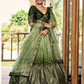 Attractive Green Color Silk With Sequins Work Lehenga Choli With Dupatta For Women