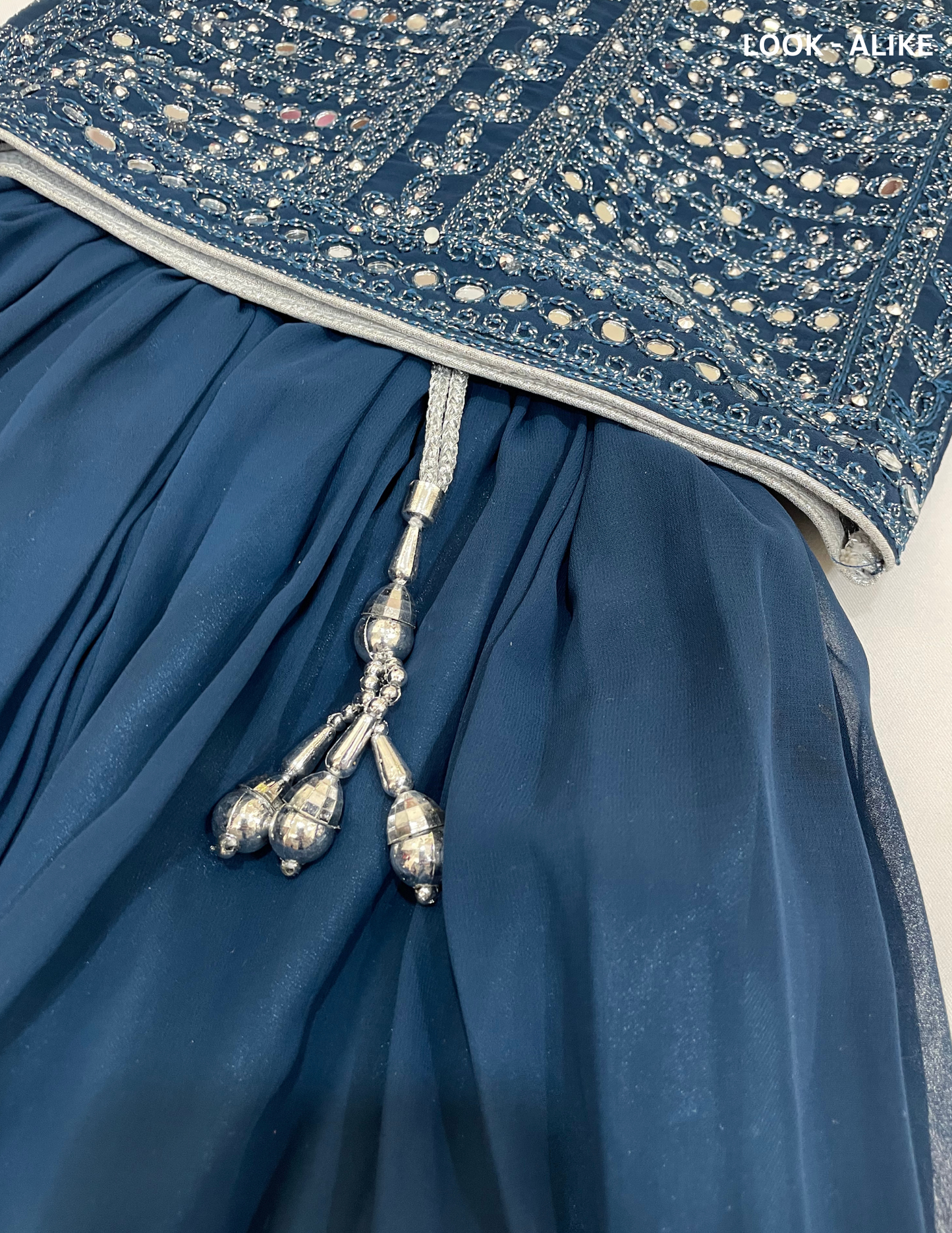 Alluring Teal Blue Color Georgette With Embroidery And Mirror Work Girls Choli Sets