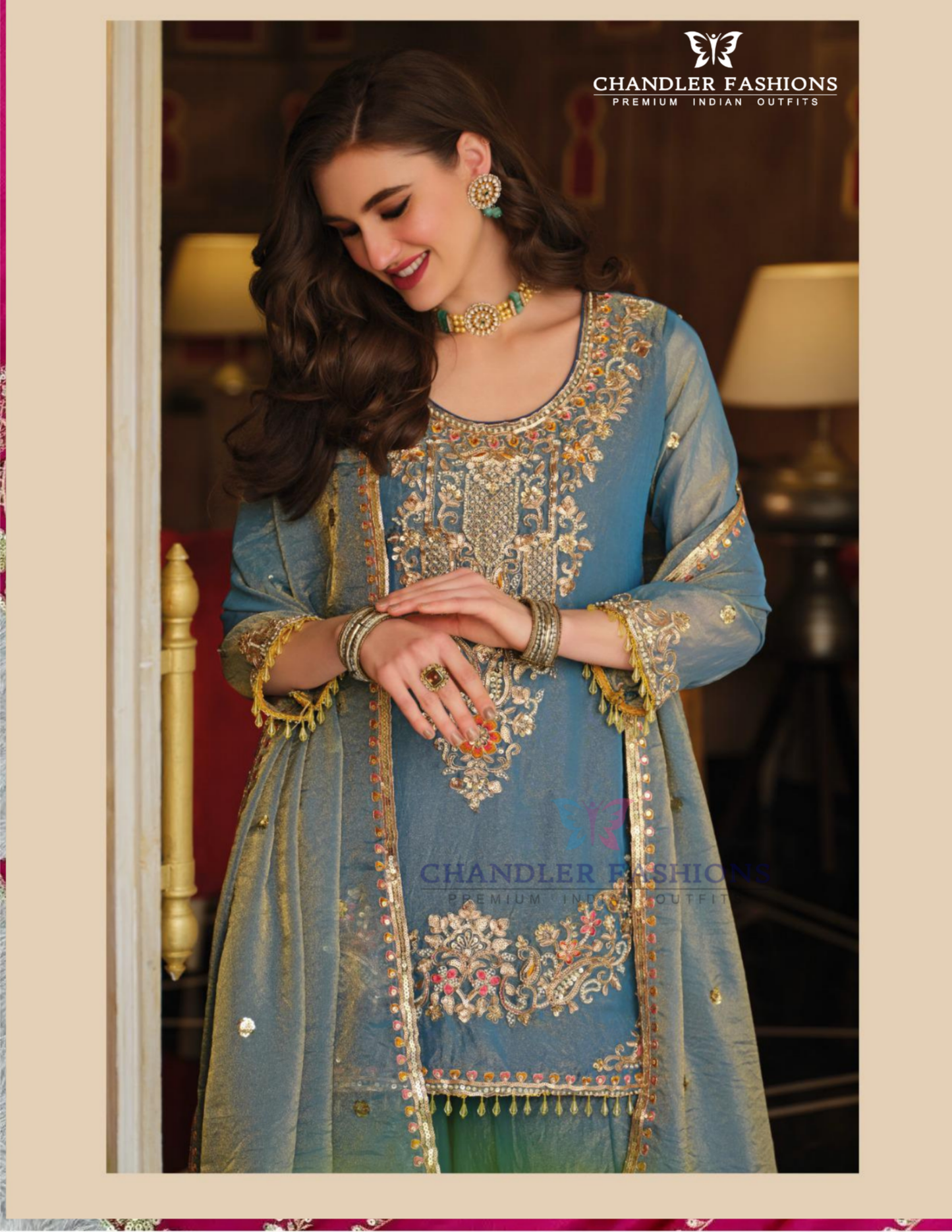 Charming  Embroidery Work Palazzo Suits And Dupatta Near Me