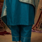 Exquisite Teal Green Color Silk Salwar Suits In Mesa
