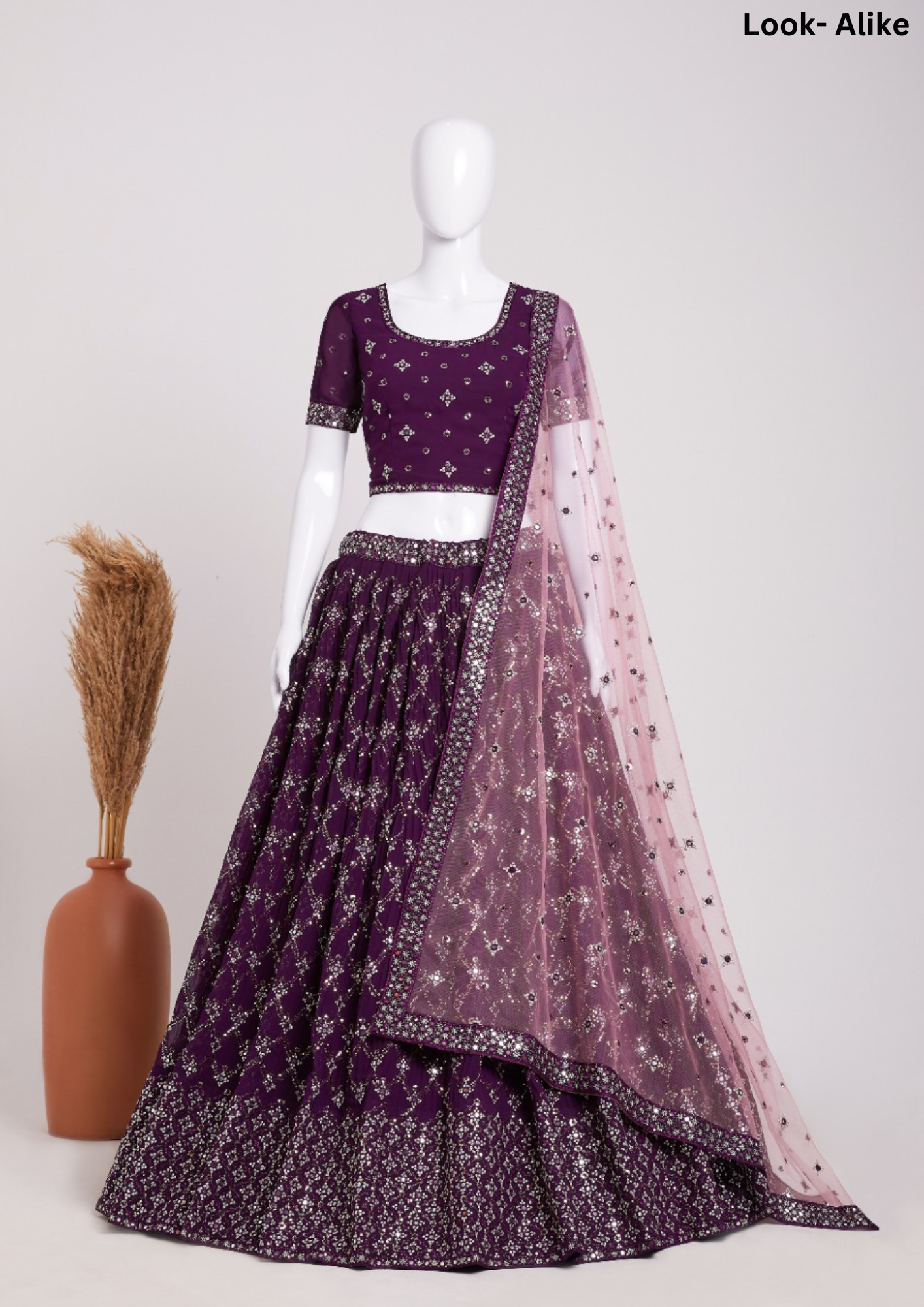 Attractive Purple Color Georgette Embroidery Work Lehenga Choli