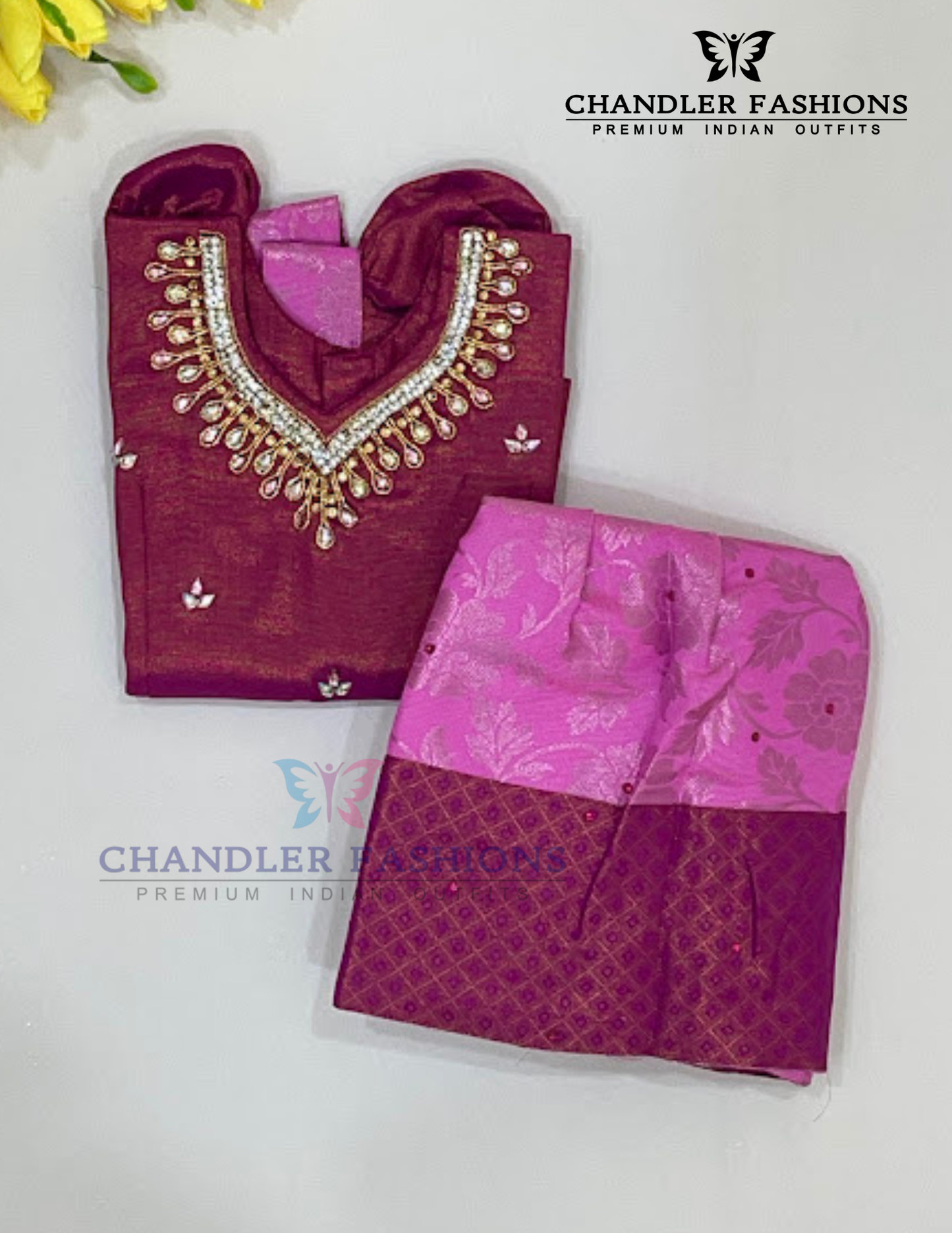 Delightful Pink Color Soft Silk With Stone Work Langa Set Near Me
