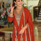 Orange Color Heavy Chinon With Embroidery Work Palazzo Suits And Dupatta In USA