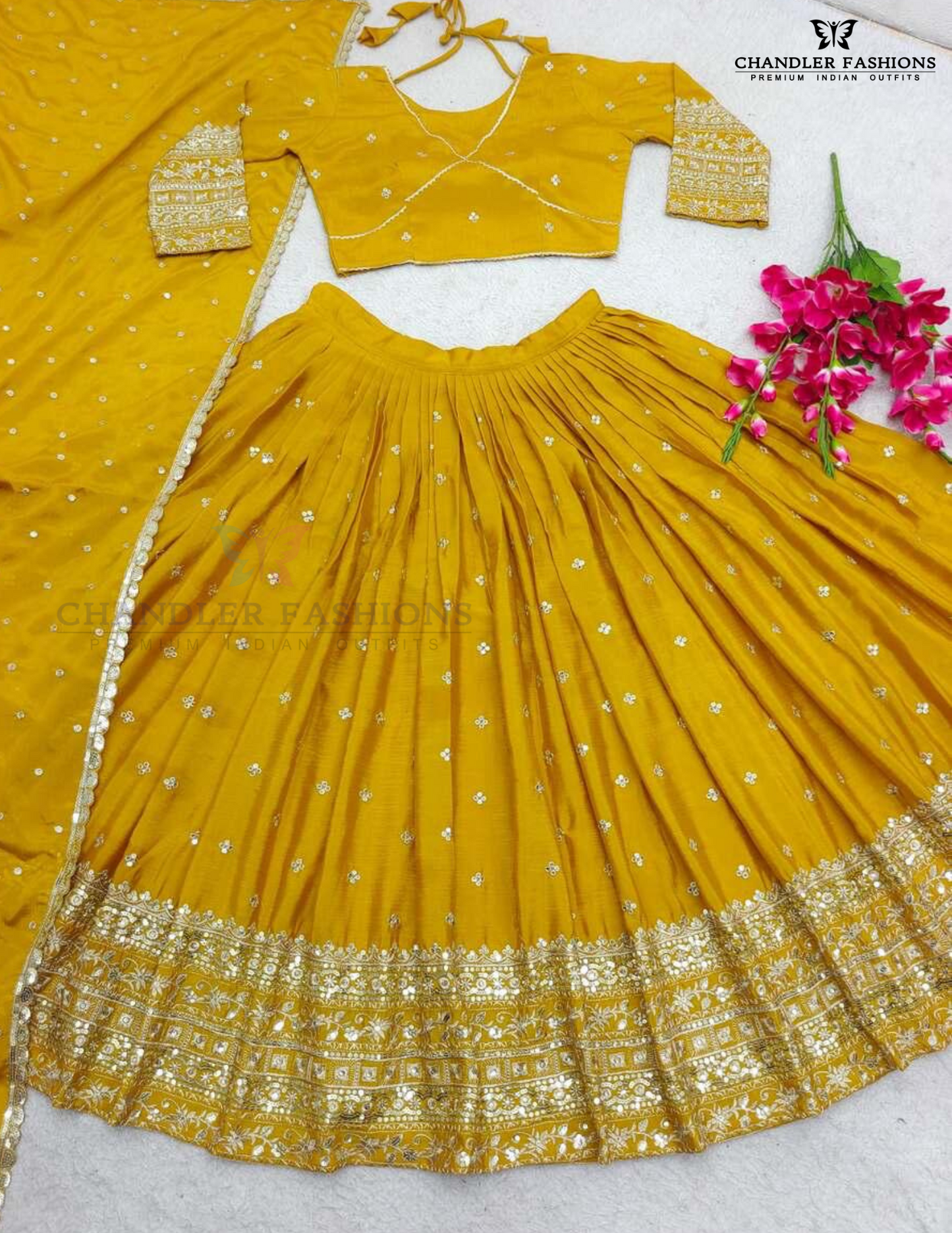 Yellow Color Embroidery Work Lehenga Choli Near Me
