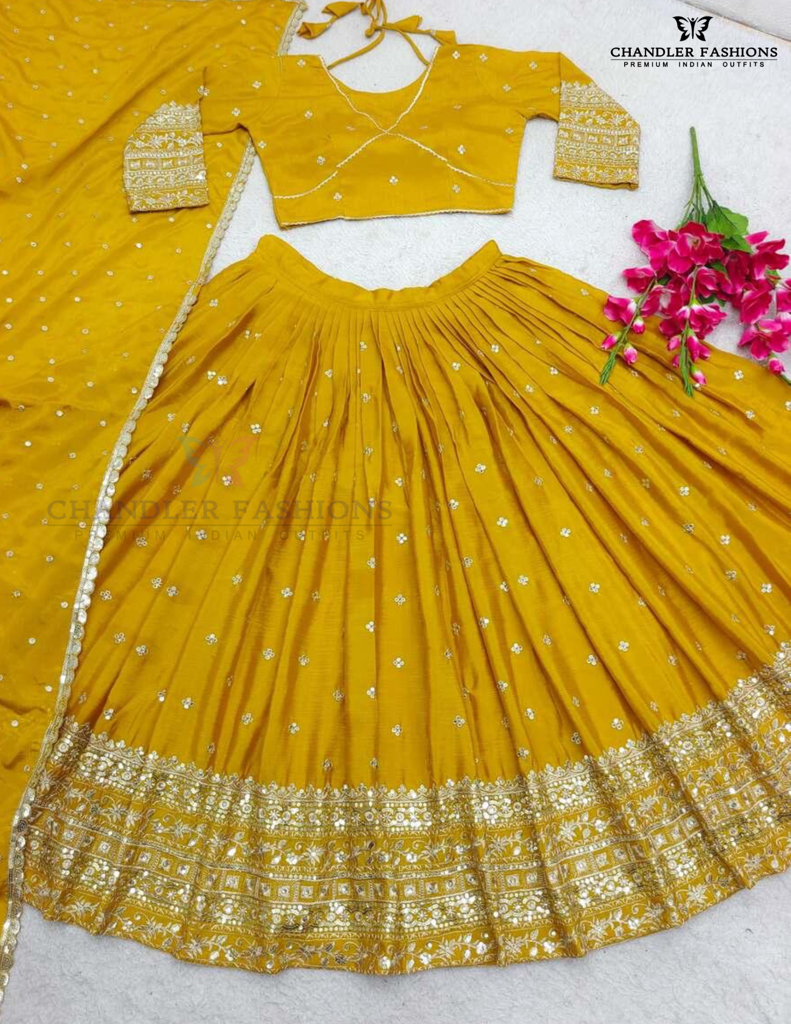 Yellow Color Embroidery Work Lehenga Choli Near Me