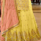 Pretty Yellow Color Faux Georgette Palazzo Suits With Dupatta In Chandler