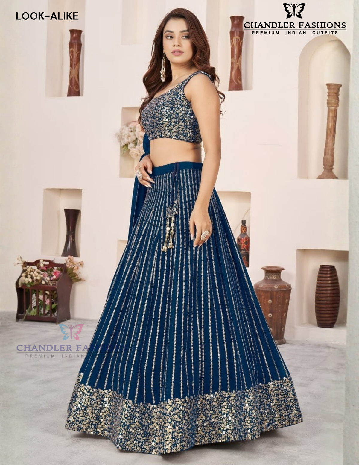 Blue Color Georgette Lehenga Choli With Sequins And Embroidery Work In USA