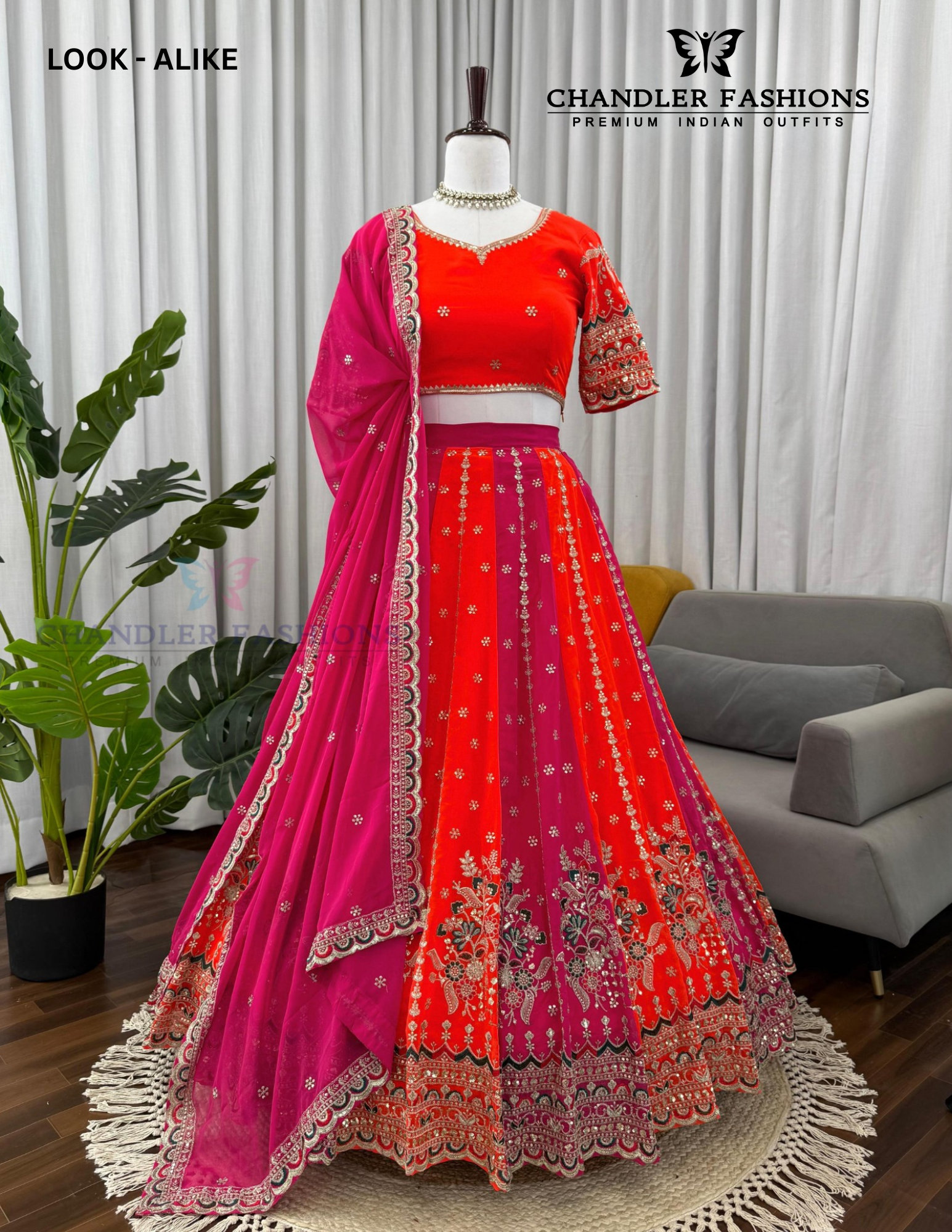 Charming Orange Color Lehenga With Thread And Sequins Work Near Me