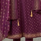 Purple Color Rayon Salwar Suits With Embroidery Work In USA