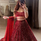 Red Color Net With Embroidery Work Lehenga Near Me