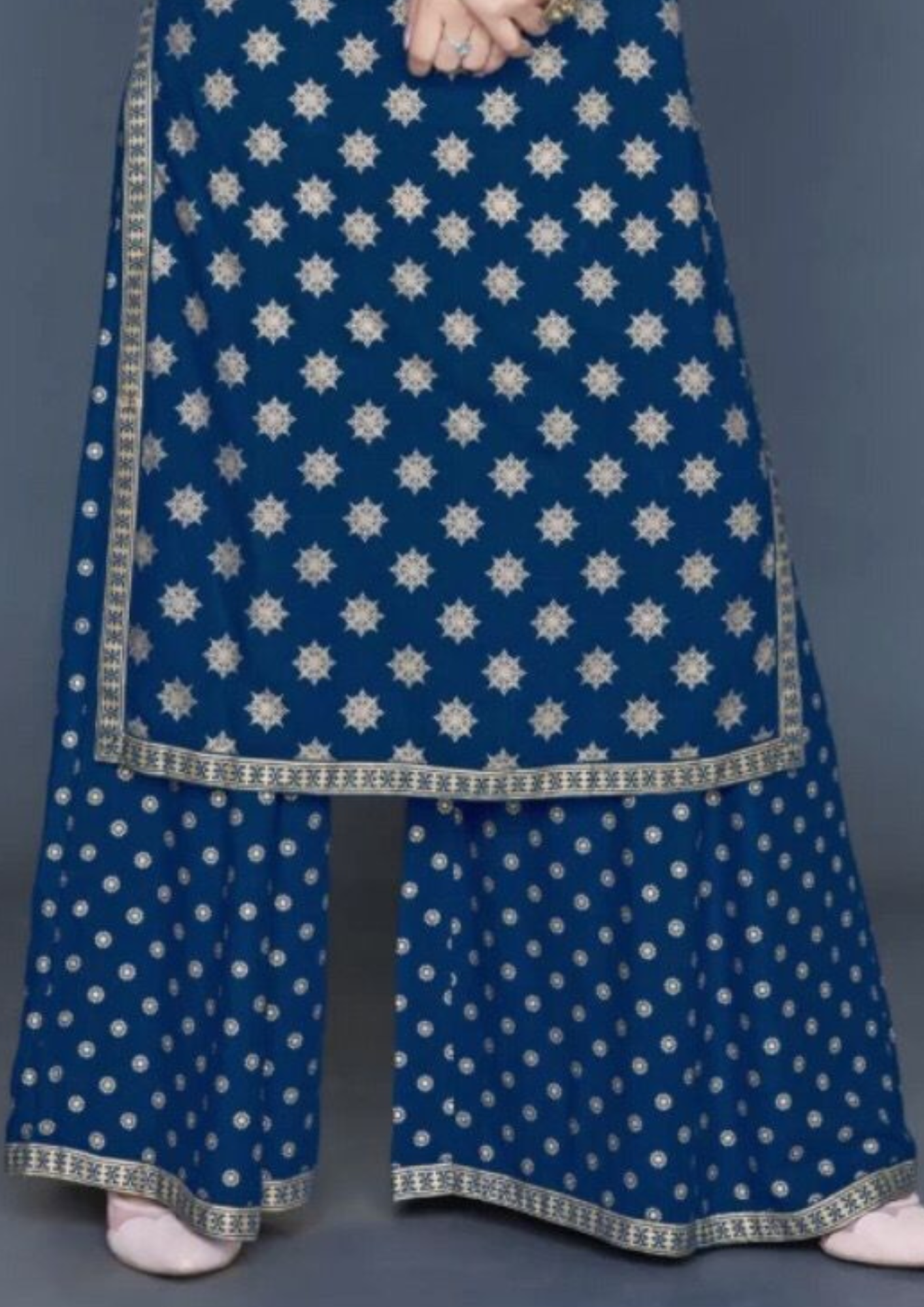 Gorgeous Blue Colored  Rayon Kurti With Palazzo Suits  In Suncity
