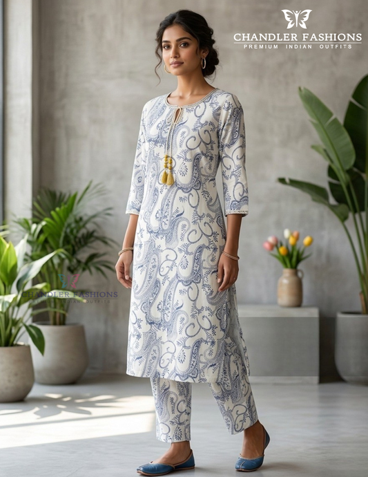 Fantastic White Color With Embroidery And Printed Design Kurti Suits With Pocket For Women
