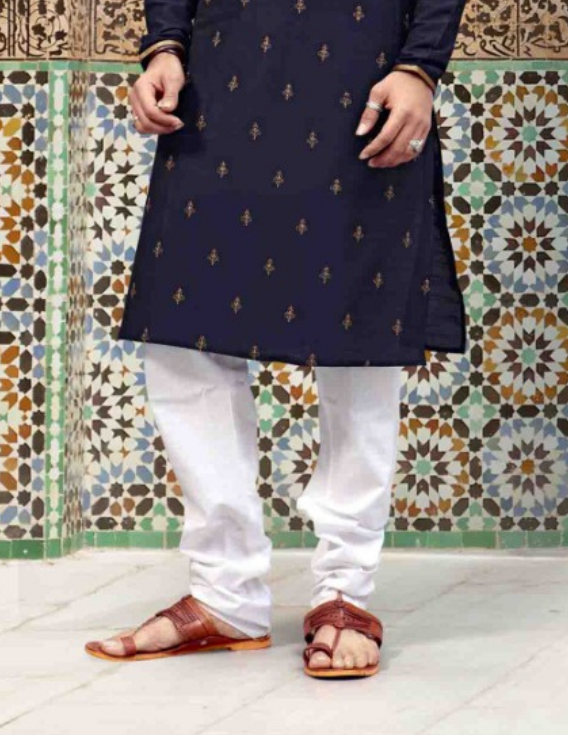 Navy Blue Silk Pajama Set For Men In USA