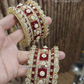 Metal Bangles Set With White And Maroon Stones In USA