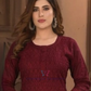 Maroon Color Rayon With Chikankari Work Kurti Near Me