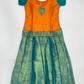 Stunning Orange And Green Colored Silk Langa Sets With Stone Work For Girls