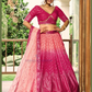 Wonderful Pink Color Silk With Sequins Work Lehenga Choli With Dupatta For Women