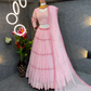 Fabulous Pink Color Embroidery Party Wear Georgette Lehenga choli With Mirror Work Border