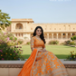 Orange Color Sequins And Zari Embroidery Work Lehenga Near Me