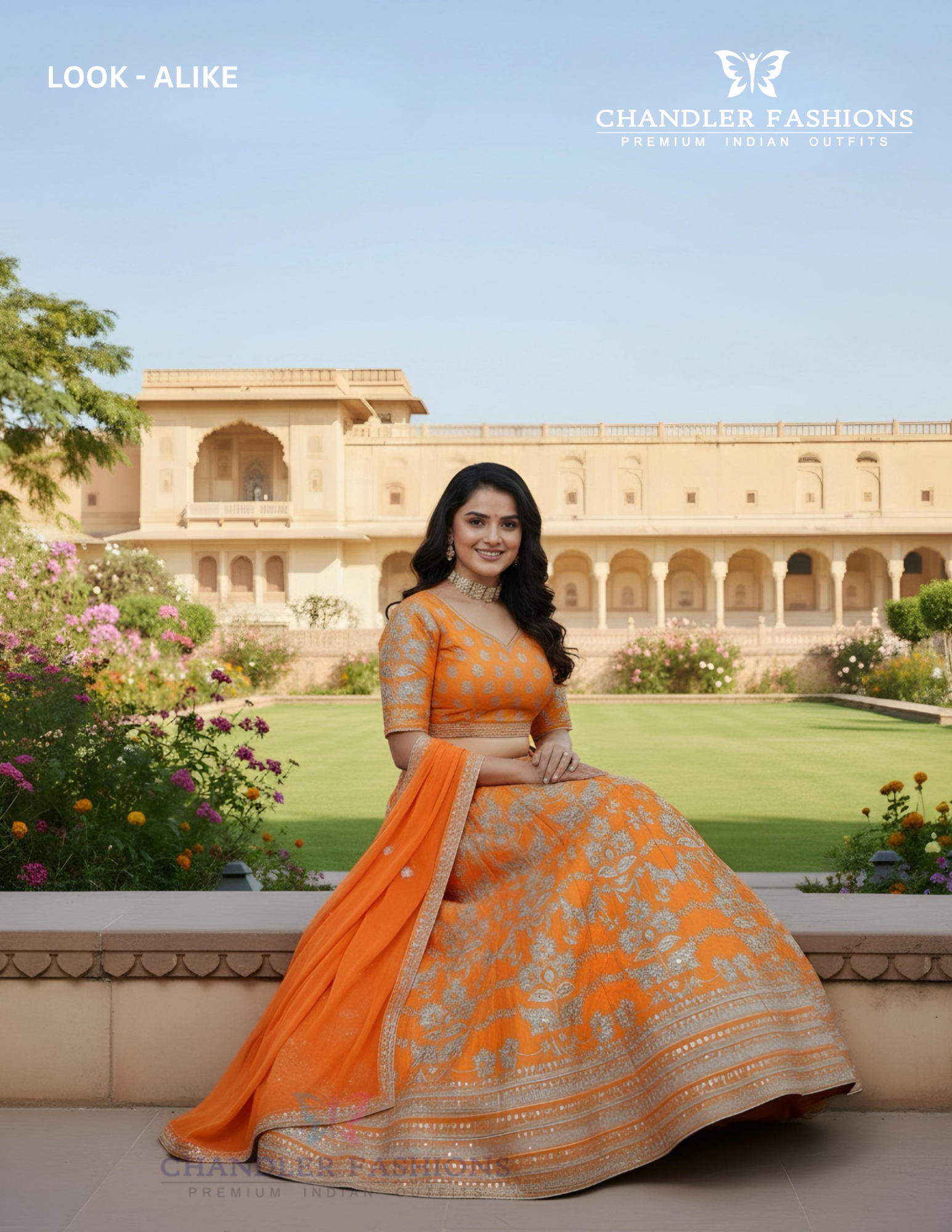 Orange Color Sequins And Zari Embroidery Work Lehenga Near Me