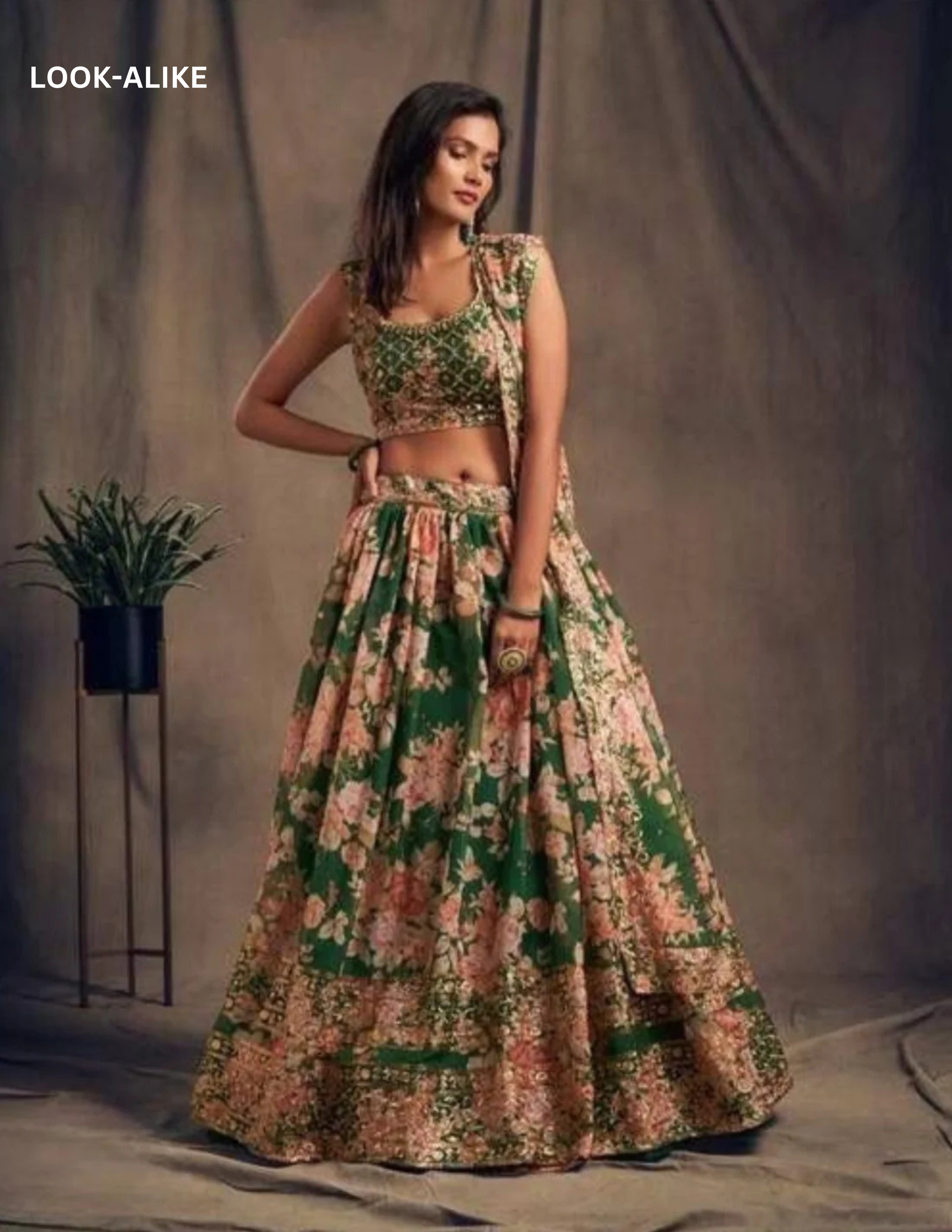 Alluring Green Color Rose Printed Design Lehenga With Dupatta Set In USA
