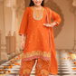 Orange Color Chinon With Embroidery Work Kurtis Suits Near Me