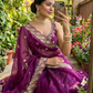 Purple Color Satin With Embroidery And Sequins Work Saree For Women Near Me
