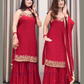 Red Color Georgette Embroidery Work Palazzo Suits In Chandler