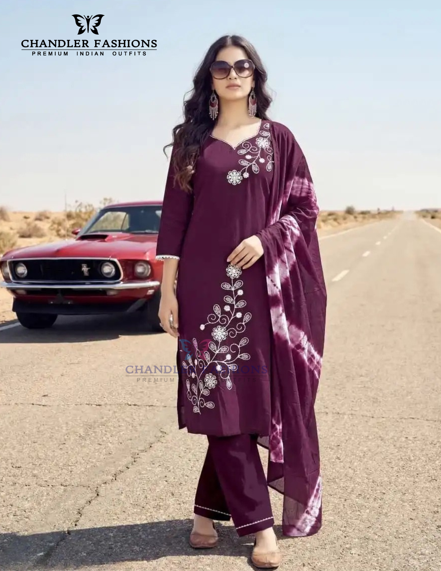 Gorgeous Wine Color Cotton With Embroidery Work Salwar Suits For Women