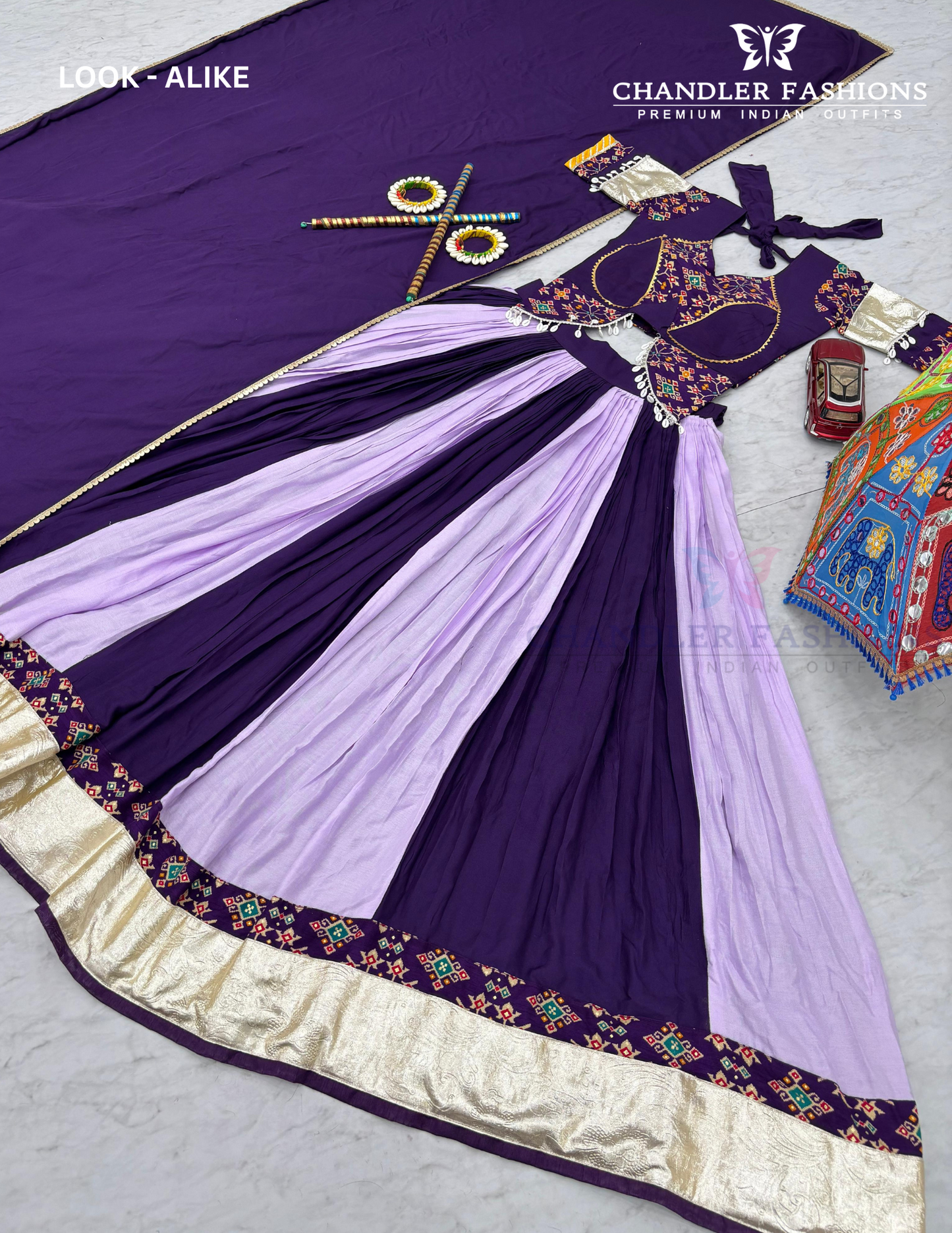 Purple Colored Ribbon Work Chaniya Choli Sets 