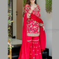 Wonderful Heavy Faux Georgette Party Wear Palazzo Red Color With Embroidery Work Near Me