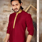 Wonderful Maroon Color Slub Silk Kurta With Pajama Set For Men's Near Me