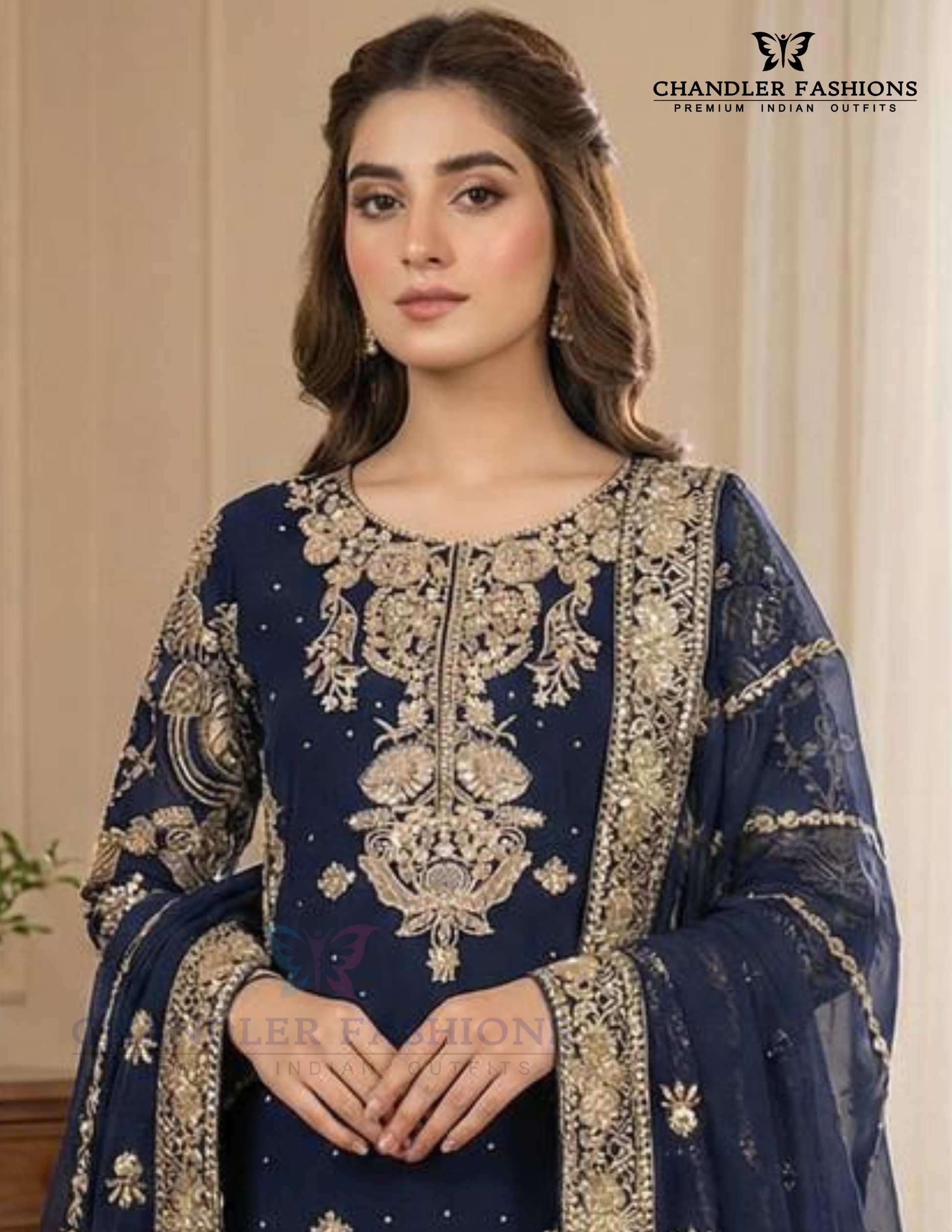 Alluring Navy Blue Color Georgette Sharara Suits In USA