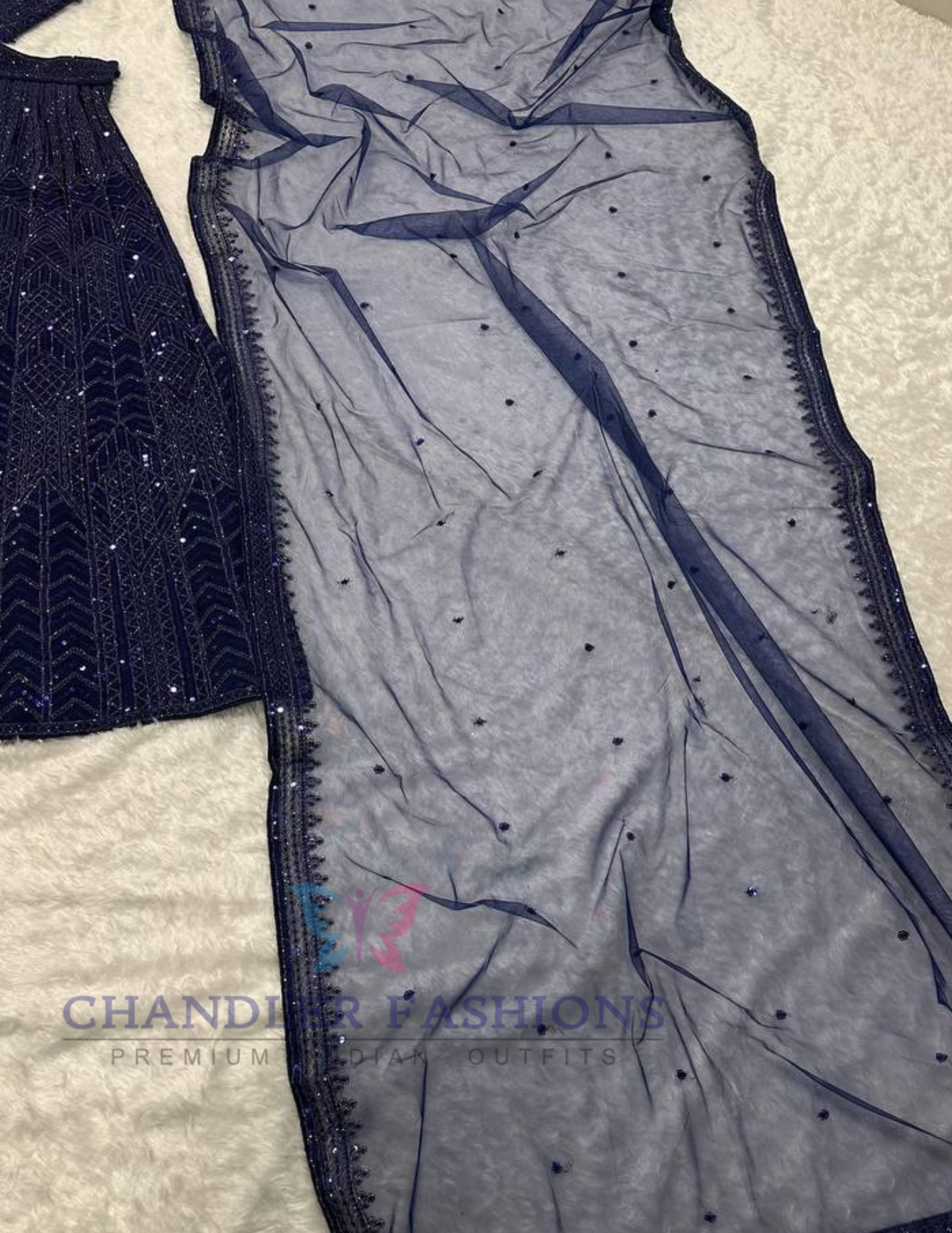 Net With Sequins Lehenga In Mesa