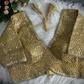 Beautiful Gold Color Faux Georgette Sequins Work Blouse For Women