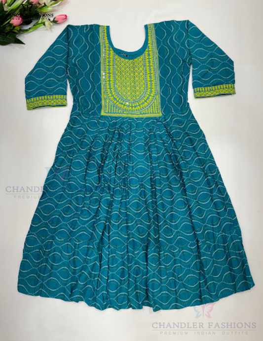 Fascinating Blue Color Embroidery With Sequins Work Rayon Kurti For Women