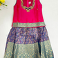 Attractive Pink Colored Silk Langa Sets With Stone Work For Girls