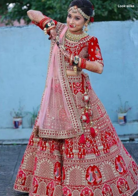 Trendy Floral Party Wear Red Colored Lehenga Choli With Heavy Sequins Embroidery Work